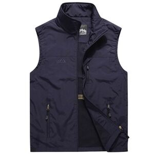 Outdoor Sports Vest Navy Blue Full Zip Lightweight Sleeveless Jacket